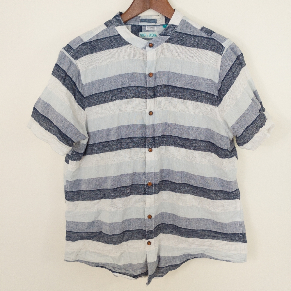 Tenth + Ocean 100% Linen Button Down Shirt Size Large